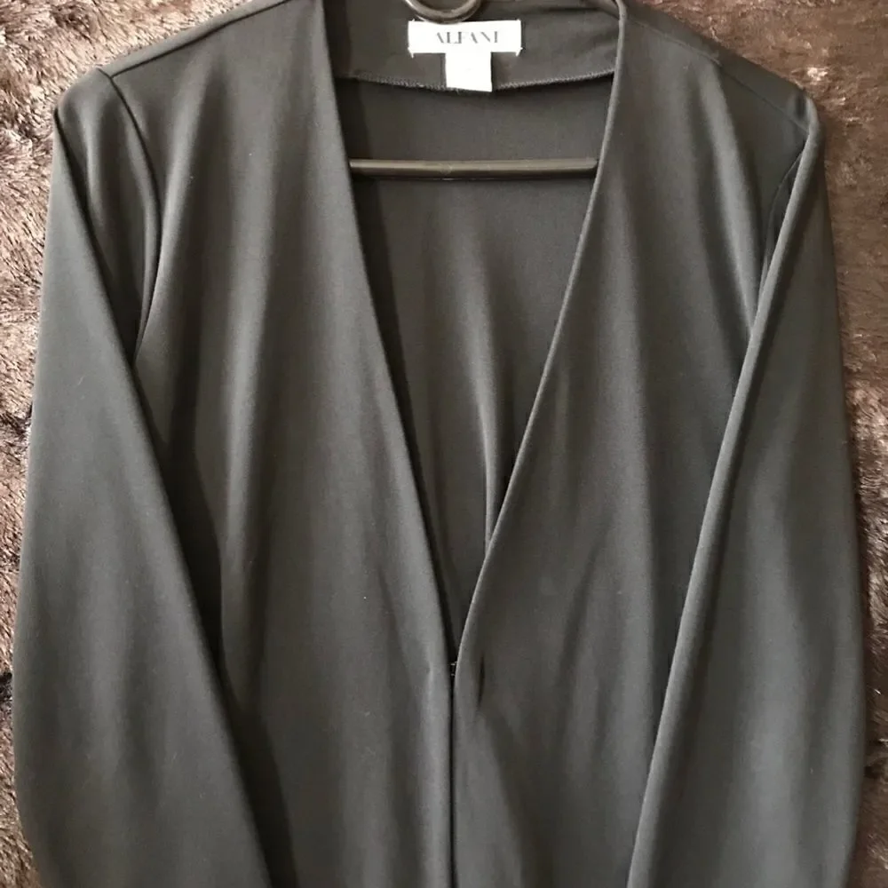 Black Long Dress Jacket with front Closure - M